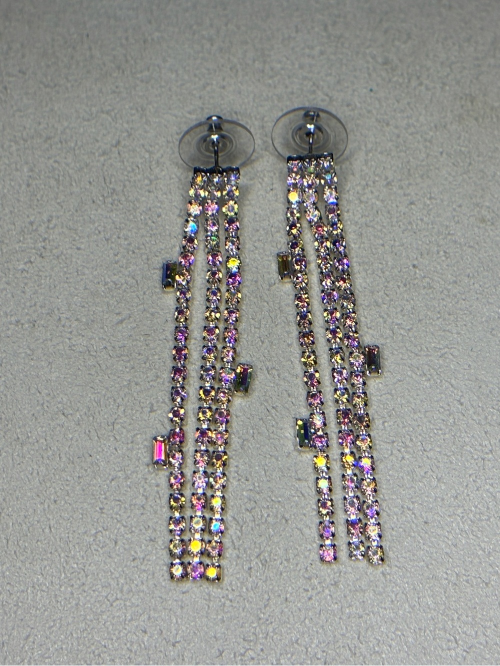 Hannah Iridescent Drop Crystal Earrings - Pink & Yellow Accents